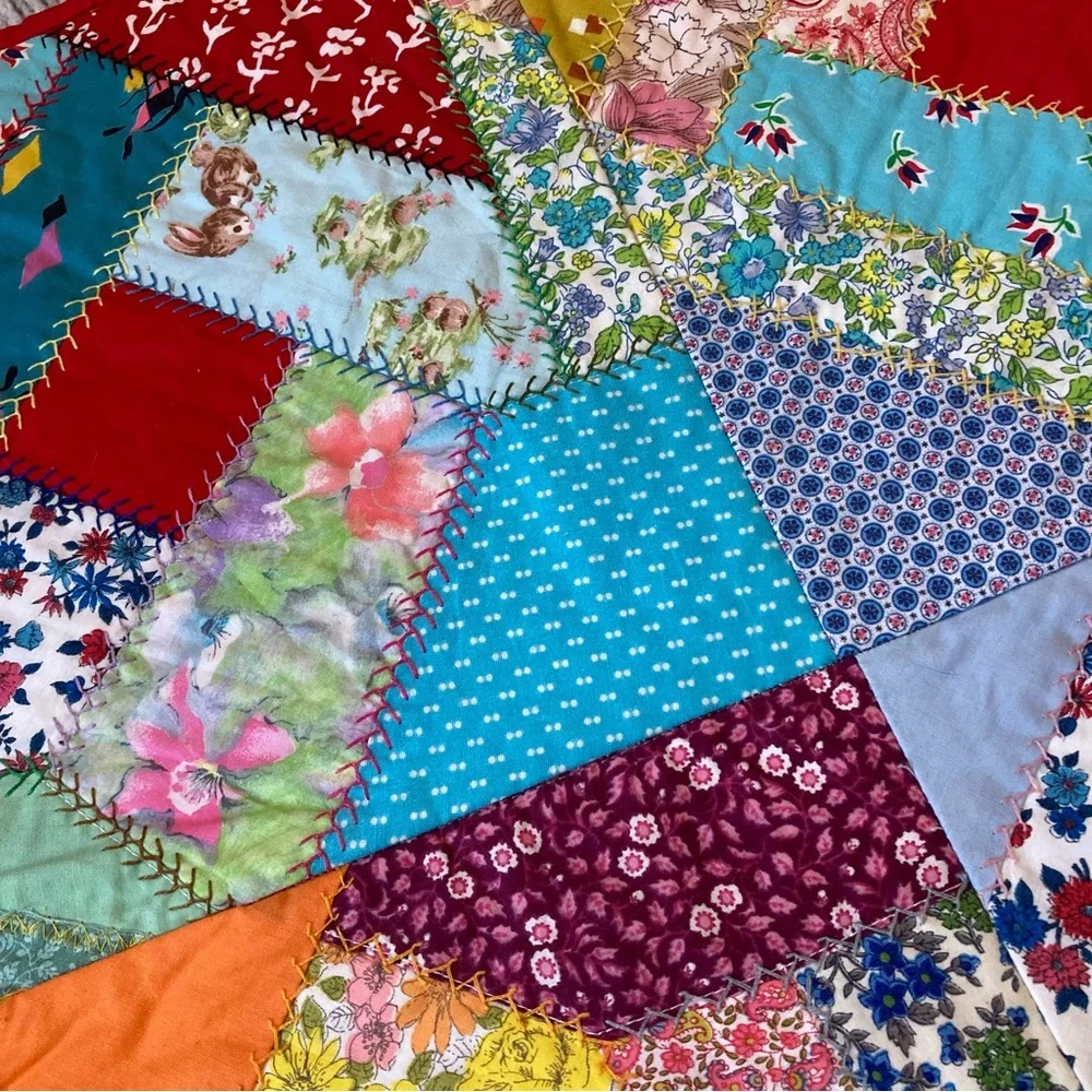 Vintage Log Cabin Quilt Baby Toddler Child‎ Patchwork Retro Cottagecore